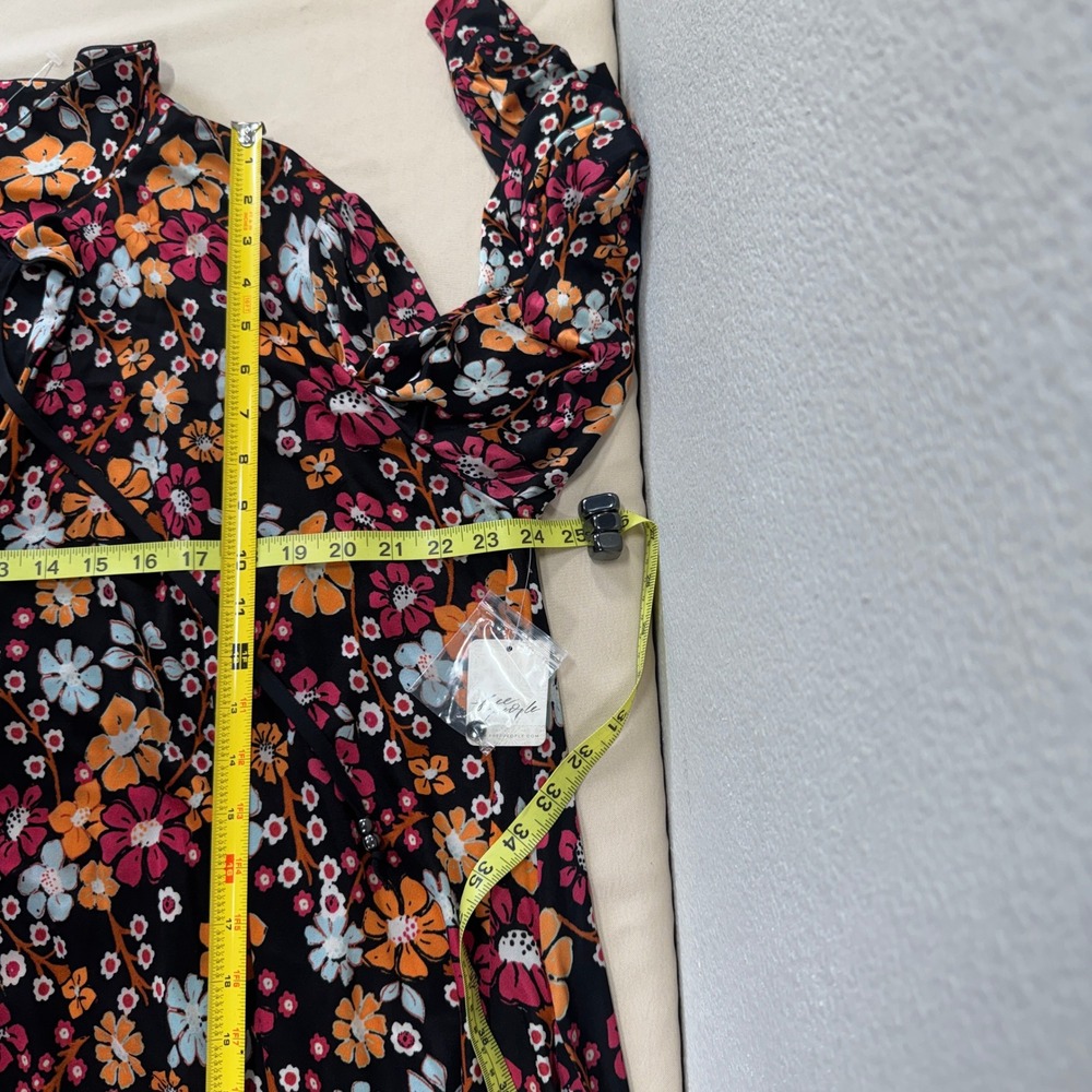 Free People Daisy Jane Mini Dress Floral Long Sleeve Dark Combo Large Boho NWT - Picture 6 of 12